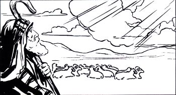 Moses watching the sheep.